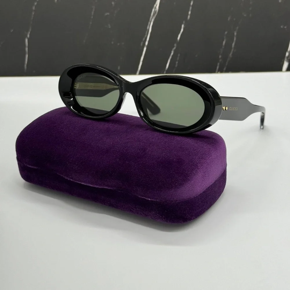 NEW GG1527S 001 GUCCI BLACK GREY OVAL WOMEN GUCCI SUNGLASSES - Picture 3 of 12